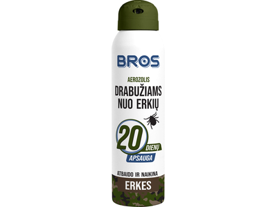 Aerozolis drabužiams nuo erkių BROS, 90ml