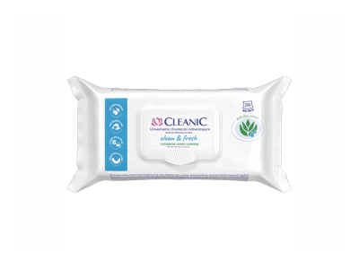 Drėgnos servetėlės ​​CLEANIC CLEAN&FRESH, 200 vnt., 200 vnt.