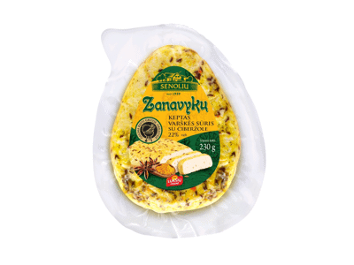 Keptas ZANAVYKŲ varškės sūris su ciberžol., 22 % rieb., 230 g