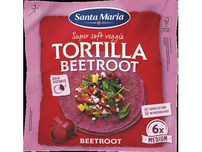 Kvietinės tortilijos SANTA MARIA, su burokėliais (6 vnt. 20cm), 240 g