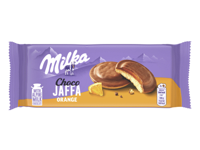 Sausainiai MILKA CHOCO JAFFA su apelsinų skonio įdaru, 147 g