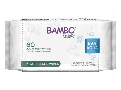 Drėgnosios kūdikių servetėlės AQUA BAMBO NATURE, 60 vnt.