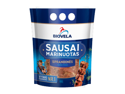 Sausai marinuotas kiaulienos sprandinės šašlykas BIOVELA, 800 g