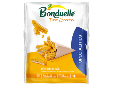 Šaldytos kukurūzų burbuolės BONDUELLE išilgai pjaustytos, 1 kg