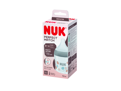 Buteliukas su sil. žinduku NUK PERFECT MATCH S, 0+mėn.,150ml, 1 vnt.  