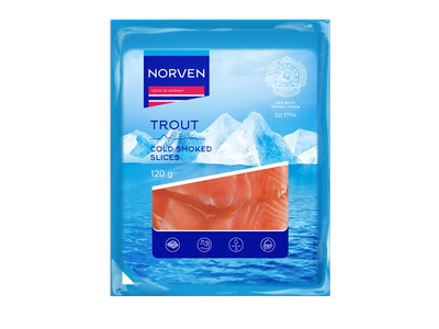 Šaltai rūkyta pjaustyta upėtakio filė, NORVEN 120 g