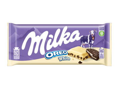 Baltasis šokoladas MILKA su sausainių OREO gabalėliais, 100 g
