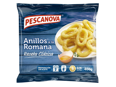 Šaldyti skraidkalmario žiedai tešloje PESCANOVA, be gliuteno, 400 g