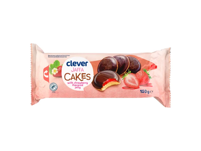 Biskvitiniai sausainiai su braškių skonio žėle ir šokoladu CLEVER, 150 g