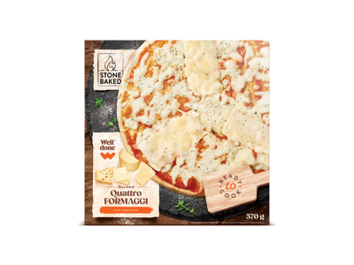 Šaldyta pica WELL DONE su keturiais sūriais, 570 g