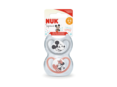 Silikoninis čiulptukas NUK SPACE MICKEY NR. 1, 0-6 mėn., 2 vnt.
