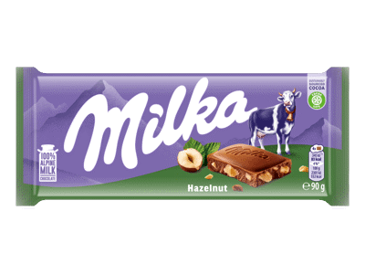 Pieninis šokoladas su smulkintais lazdynų riešutais MILKA, 90 g