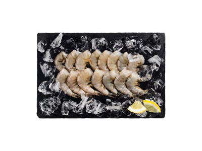 Atitirpintos baltakojės krevetės, nevirtos, be galvų, su kiautu, 1 kg