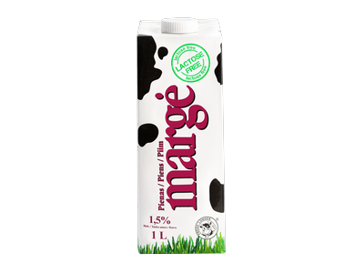 Pienas UAT MARGĖ, be laktozės, 1,5%, 1 l