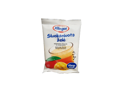 Sluoksniuotas želė desertas, mangų skonio, 80 g
