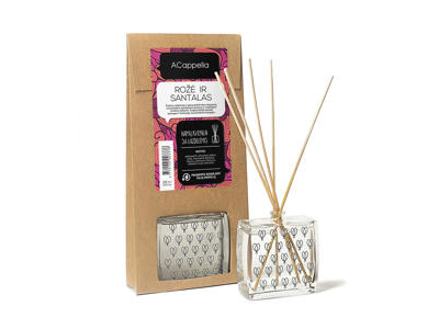 Namų kvapas su lazdelėmis ACAPPELLA Rožė ir santal.100 ml