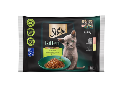 Kon. kačių ėd. SHEBA KITTEN, įv. sk. 4 x 85 g