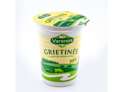 Grietinės ir augalinių riebalų mišinys VARĖNOS, 30%, 360g