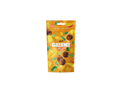 	Vaisių ir sėklų užkandžiai RŪTA GREENZ su mangais, 80 g