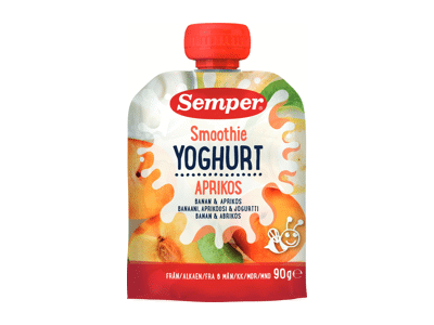 Jogurto ir abrikosų tyrė SEMPER, nuo 6 mėn., 90 g
