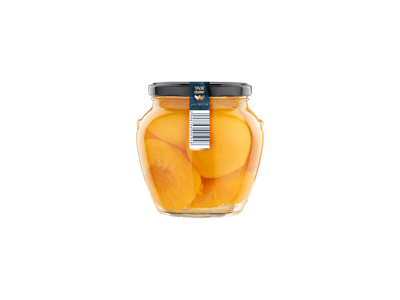 Nuluptos persikų puselės WELL DONE PREMIUM,  lengvame sirupe, be kauliukų, 560 g