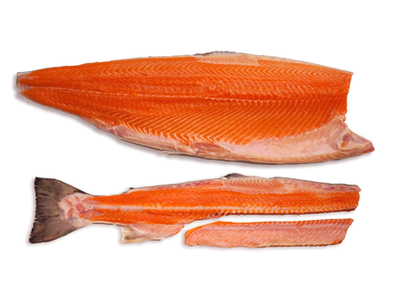 Šaldyta lašišos filė, su oda, A-trim be kaulų 1,3- 2,2 kg,