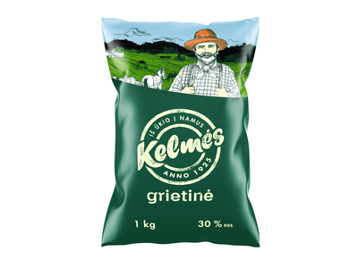 Grietinė KELMĖS, 30% riebumo, 1 kg, maišelis