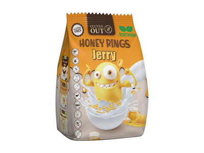 Pusryčių dribsniai JERRY HONEY RINGS, 375 g