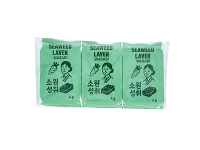 Jūros dumblių užkandis su vasabi skonio prieskoniais WISH COME TRUE WASABI, 3x4 g