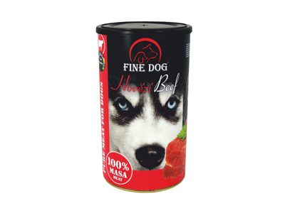 Konservuotas šunų ėdalas FINE DOG su jautiena, 1200 g