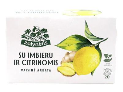 Vaisinė arbata ŽOLYNĖLIS su citrinomis ir imbiero šaknimi, 40 g