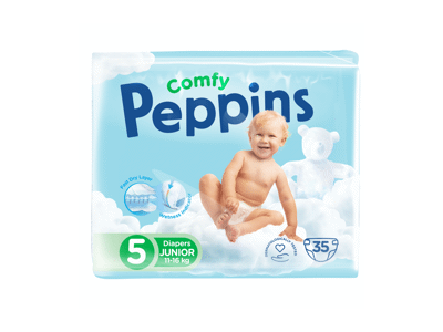 Sauskelnės PEPPINS COMFY 5, 11-16 kg, 35 vnt.