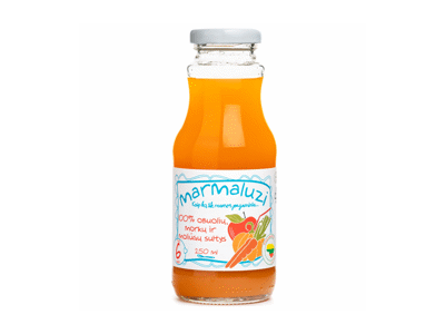 Morkų, obuolių sultys MARMALUZI, 250ml, 6+