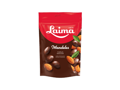 Migdolai LAIMA juodajame šokolade, 140 g