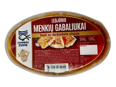 Kepti ledjūrio menkių gabaliukai su daržovėmis aliejuje, 300 g