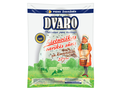 Varškės sūris su kmyn. DVARO, 22% rieb., 1kg