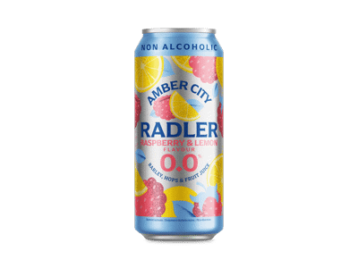 Nealkoholinis alaus kokteilis Amber City Radler RaspLem 0,0% 0,5L