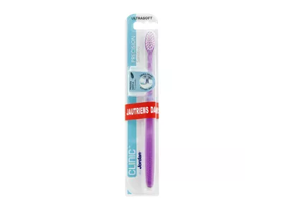 JORDAN dantų šepetėlis su dėkliuku CLINIC PRECISION SENSITIVE ULTRASOFT, 1 vnt.
