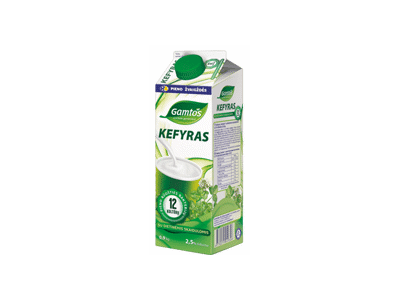 GAMTOS kefyras su dietinėmis skaidulomis, 2,5 % rieb., 900 g