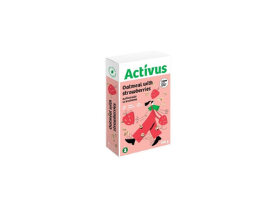 Avižinių dribsnių košė ACTIVUS su braškėmis, dėžutėje, 300 g