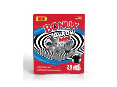 Skalbiamosios servetėlės BONUX BLACK SAFE, 20 vnt.