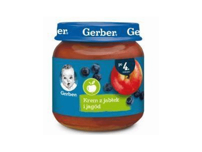 Obolių ir mėlynių tyrelė GERBER (nuo 4 mėn.), 125 g