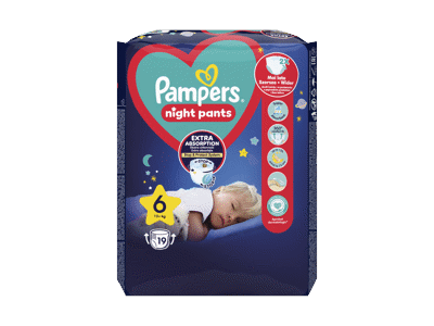 Sauskelnės-kelnaitės PAMPERS Night Pants, Value Pack, 6 dydis, 19 vnt.