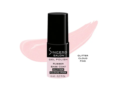 Rubber bazė glitter cloud pink 6ml SINCERO SALON 