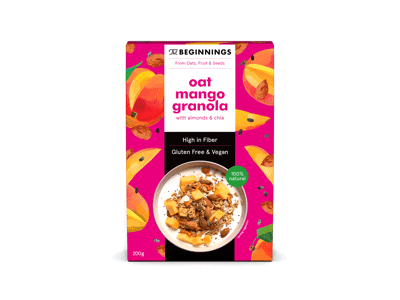 Avižų granola BEGGININGS su mangais, 200 g