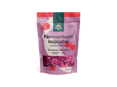 Fermentuoti kopūstai su ridikais ir avietėmis, 400 g