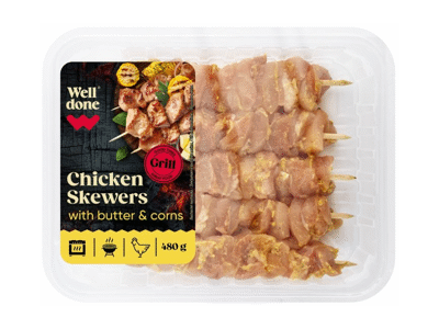 Vištų šlaun.mėsos iešmeliai su sviestu ir kukurūz. WELL DONE, 480 g