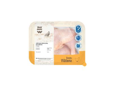 Švieži viščiukų broilerių ketvirčiai, WELL DONE, 1 kg