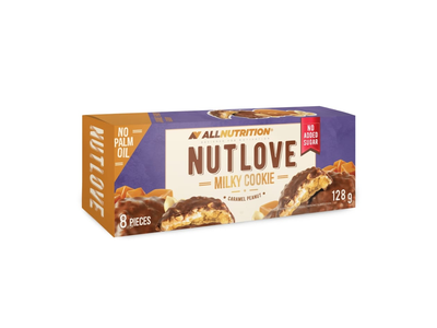 Sausainiai NUT LOVE su karamele ir žemės riešutais, aplieti pieniniu šokoladu,  128 g