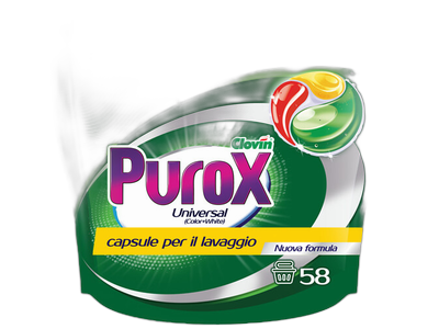 Skalbimo kapsulės 3Chamber Purox 58vnt. Universal